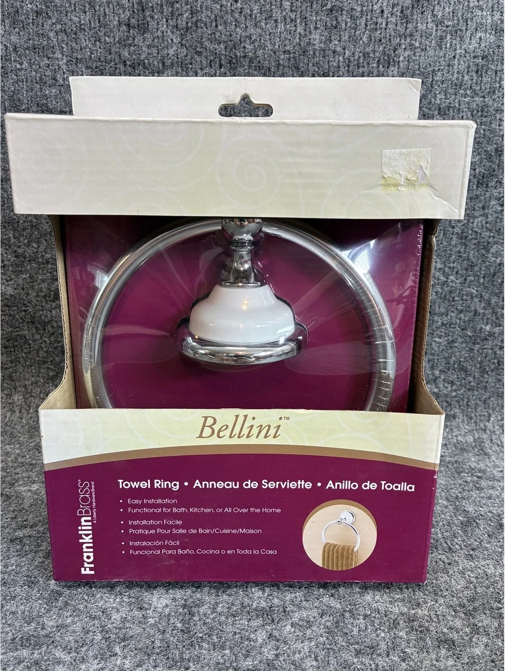 Bellini Polished Chrome & White Towel Ring